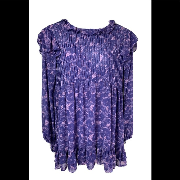 Free People Medium Mini Dress Tunic Ruffles NWT - Picture 3 of 12